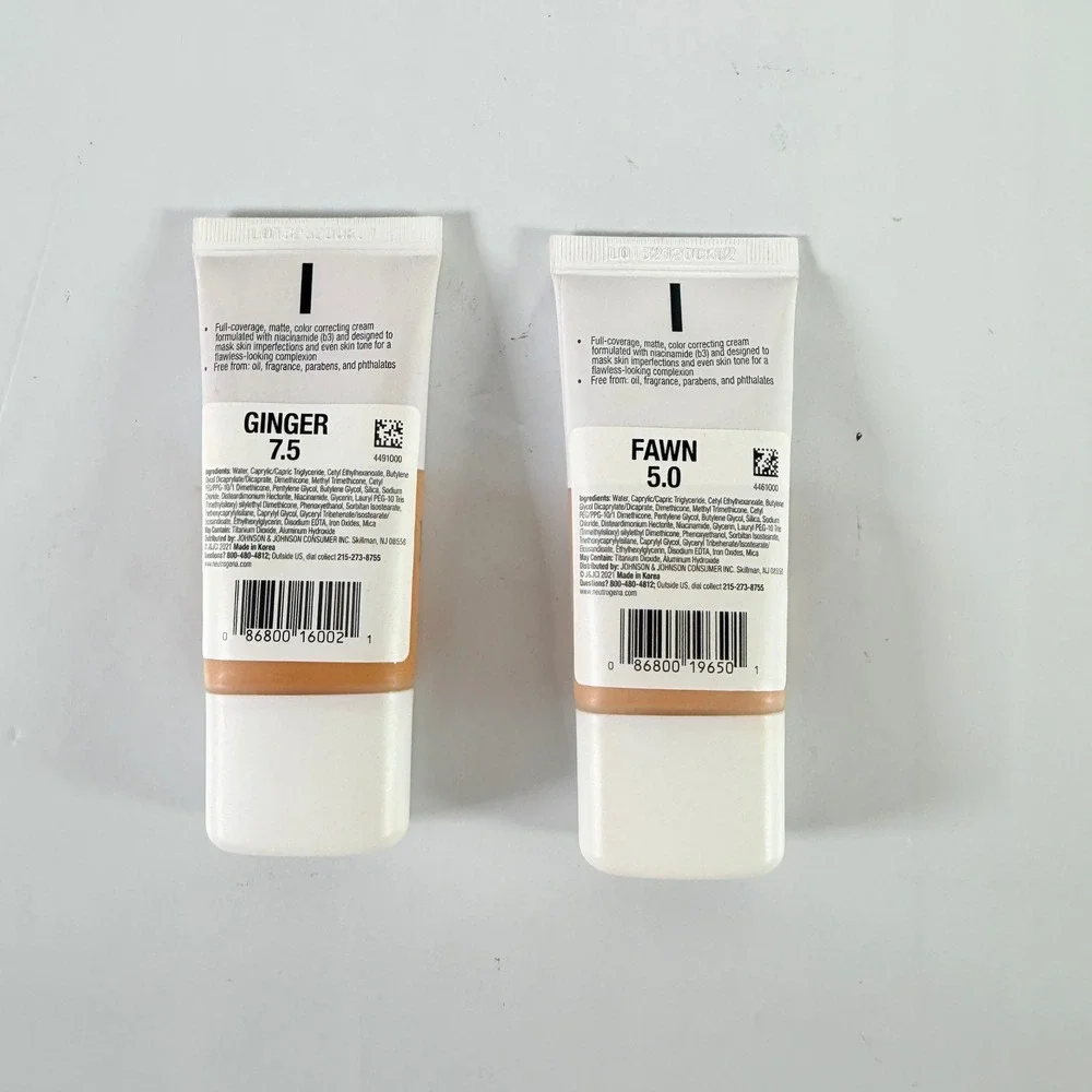 Neutrogena Clear Coverage CC Cream Lot of 2 Ginger 7.5 & Fawn 5.0 Matte New
